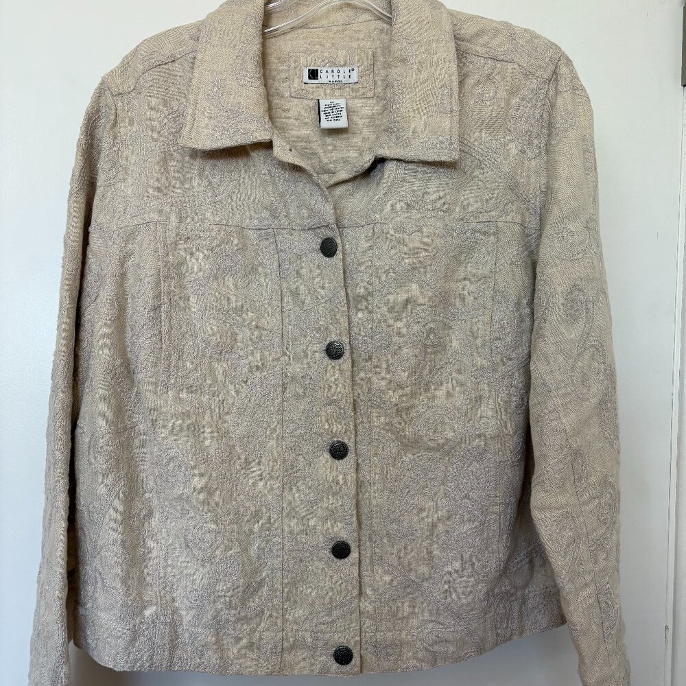 Carole Little 1X tan/beige embroidered jacket